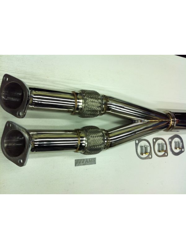 AMS INC. R35 3" Polished S.S. Resonated Y-PIPE